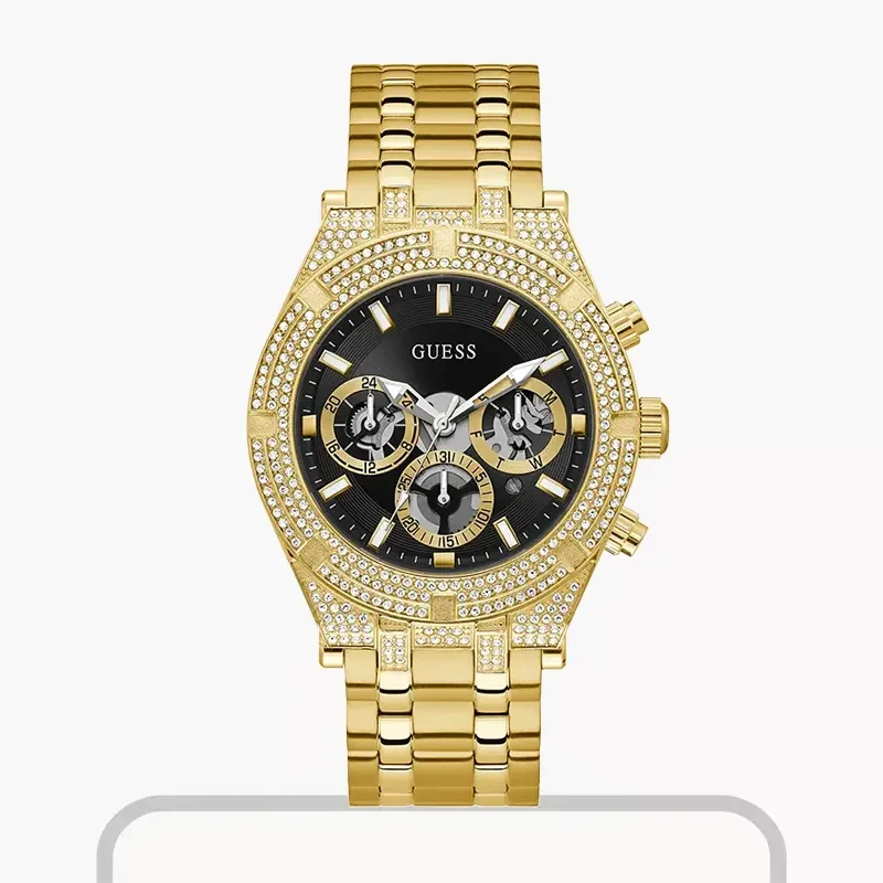 Guess Multifunction Black Dial Gold-tone Fashion Men's Watch- GW0455G2